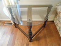 Glass Top Table with Wood Base