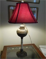 Tall Brass Oil Lamp Converted to Electric