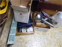 Antifreeze tester & 2 boxes misc. items