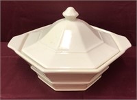 White Octagon Shaped Covered Casserole