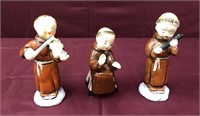 Set of 3 Hand Painted Musical Monks Figurines