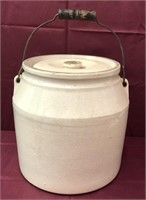 Stoneware or Pottery Crock w/Lid & Handle