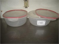 Lot of Two Plastic Bowls with Lids