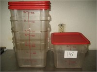 Lot of Six Six-quart Plastic Containers with Lids
