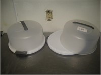 Lot of Two Plastic Cake Carrier/Servers