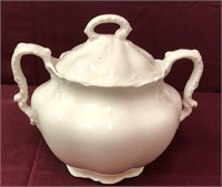 White Covered Bowl Tureen Double Handled