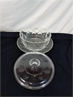 Beautiful glass serving bowl on plate bowl is
