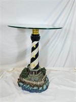 Beautiful glass top lighthouse side table approx