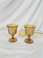Pair of beautiful carnival glass goblets