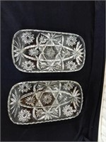 Pair of 2 pattern glass relish dishes 1 is