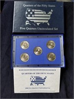 Set of 5 uncirculated quarters set in box