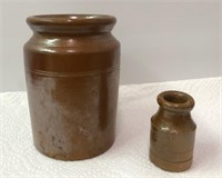 Pair of Stoneware or Pottery Mini Crocks