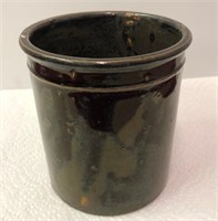 Brown Stoneware or Pottery Mini Crock