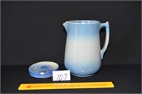 2 Pc Lot - Vintage Stoneware Pitcher Blue - has
