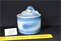 Antique Stoneware Salt Crock (chip on lid)