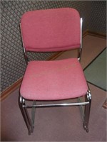 2 Red Cloth w/ Metal Frame Stackable Chairs