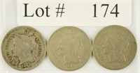 Lot #174 - 1865/66/67 3 Cent Nickels