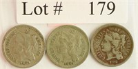 Lot #179 - 1872/81 (2) 3 Cent Nickels