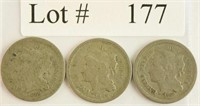 Lot #177 - 1865/68/69 3 Cent Nickels