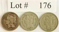 Lot #176 - 1865/68/69 3 Cent Nickels