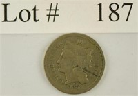 Lot #187 - 1872 3 Cent Nickel