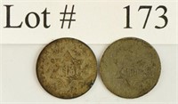 Lot #173 - Two Unreadable 3 Cent Silvers