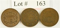 Lot #163 - 1864/65/67 Two Cent Pieces
