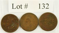Lot #132 - 1873, 1874 & 1875 Indian Head Cents