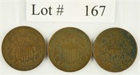 Lot #167 - 1864/68/69 Two Cent Pieces