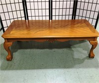 Golden Oak Coffee Table with Claw Feet