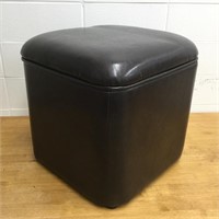 Dark Brown Leather Look Storage Cube