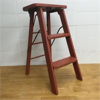 Vintage Small Red Painted Step Stool