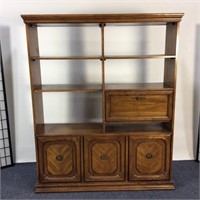 Fruitwood Wall Unit Bookcase Desk