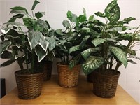 5 Faux Plants in Wicker Pots