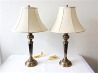 Pr. of Bronze Finish Lamps, Bill Blass Shades