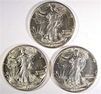 3-1944-S WALKING LIBERTY HALVES, CH BU BETTER DATE