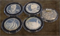 5 Franklin Mint Sterling Silver Commemorative