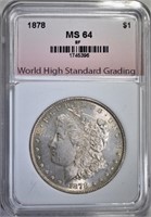 1878 8F MORGAN DOLLAR, WHSG CH/GEM BU