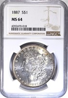 1887 MORGAN DOLLAR NGC MS64