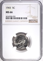 1965 JEFFERSON NICKEL, NGC MS-66