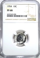 1954 ROOSEVELT DIME NGC PF68