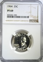 1964 WASHINGTON QUARTER, NGC PF-69