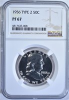 1956 TYPE-2 FRANKLIN HALF DOLLAR,NGC  PF-67