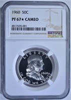 1960 FRANKLIN HALF DOLLAR, NGC PF 67* CAMEO