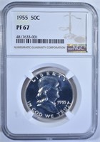 1955 FRANKLIN HALF DOLLAR, NGC PF-67