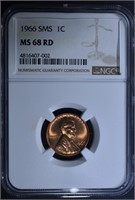 1966 SMS LINCOLN CENT NGC MS68 RD