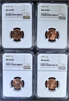 4 -NGC MS66RD LINCOLN CENTS: 2-1973,