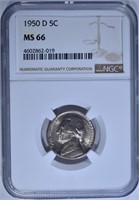 1950-D JEFFERSON NICKEL NGC MS66