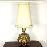 Mid-Century Gold Lamp with Tall Shade