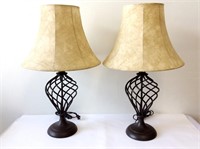 Pr.  Iron Twist Lamps with Shades